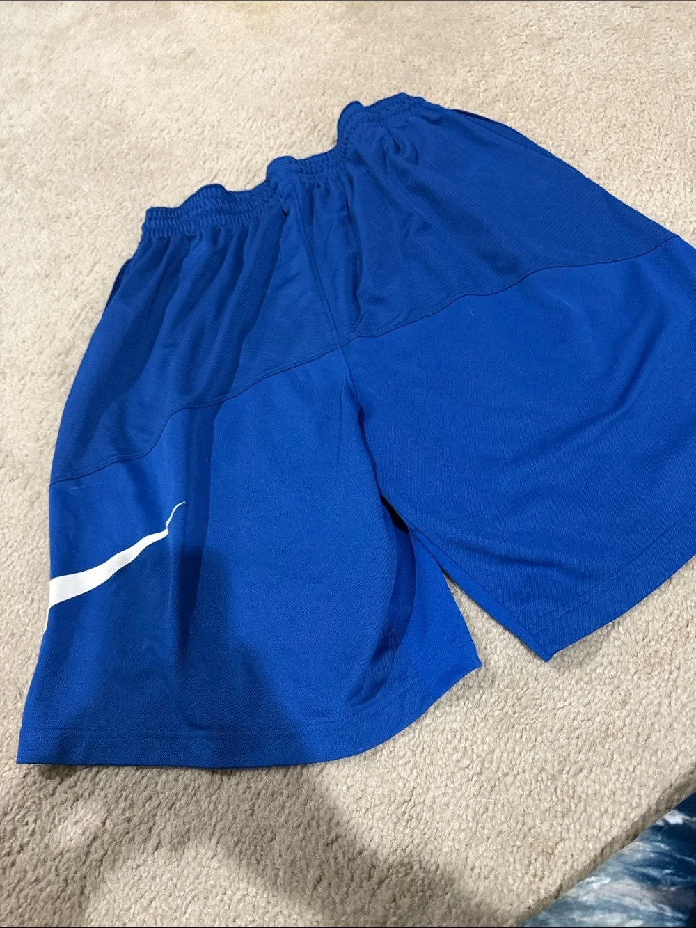 Nike Men's Bright Blue Athletic Shorts with White Swoosh